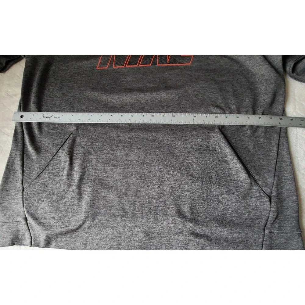 Nike Dri-FIT Hoodie Mens XXL Gray Red Logo Pullover Performance Sweatshirt